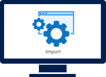 Illustration of monitor screen showing Import from Google Ads icon.