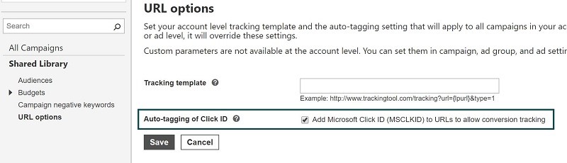 auto-tagging of Click ID screenshot