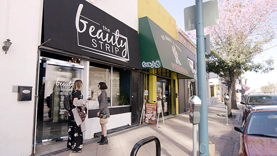 Yes Mo Beauty founders in front of The Beauty Strip, North Hollywood, California