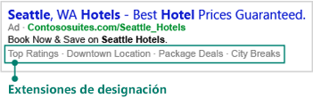Illustration showing Callout Extensions in an ad displayed in search results.
