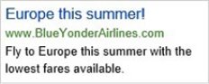 A Bing Ads ad advertising flights to Europe.